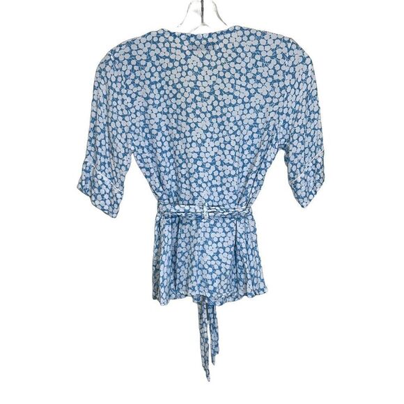 Faithfull The Brand, Women’s Wrap Top, “Zalia” Floral in 'Riviera Blue' - Small - Picture 6 of 17